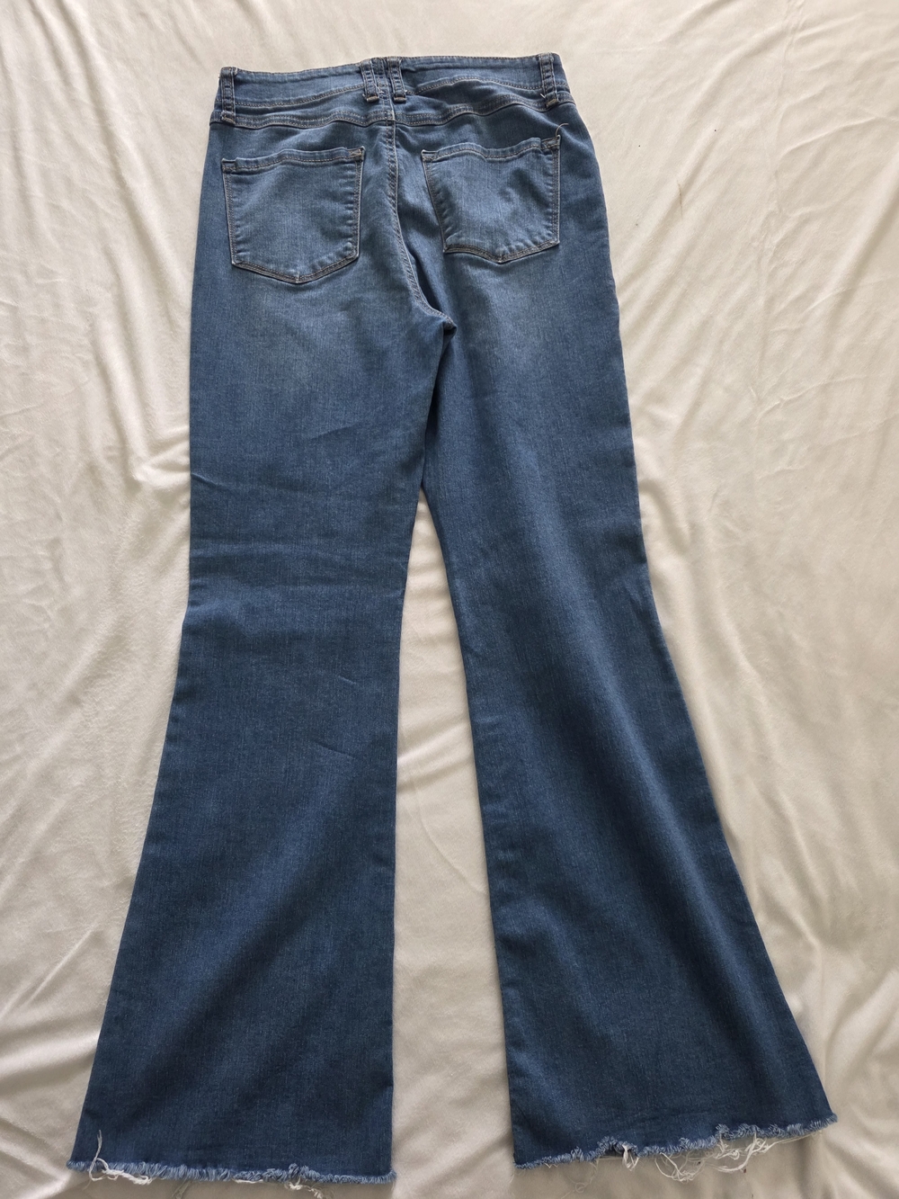 Sincerely Jules Blue High-Rise Flared Jeans with Button Detail, Sz 9 - Picture 4 of 6